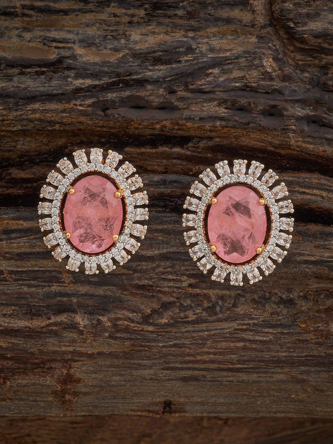 

Kushal's Fashion Jewellery Gold-Plated Zircon Geometric Studs Earrings