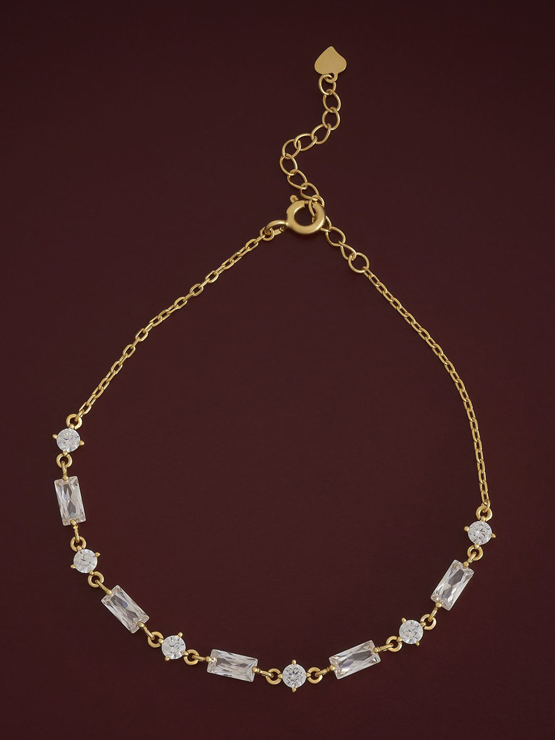 

Kushal's Fashion Jewellery Women 92.5 Sterling Silver Gold Plated CZ Temple Link Bracelet