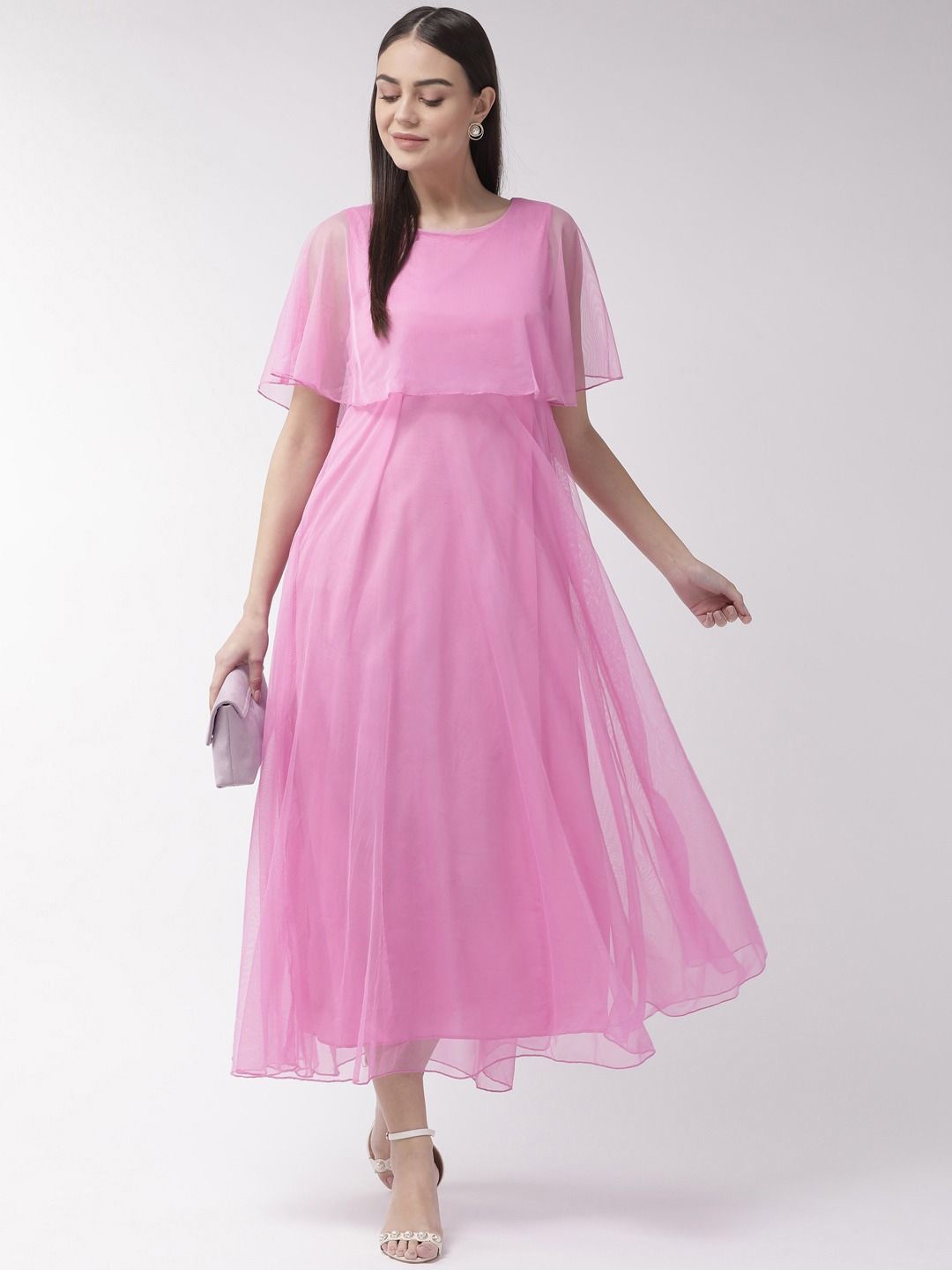 

Moda Rapido Cape Sleeve Net Maxi Dress, Lavender