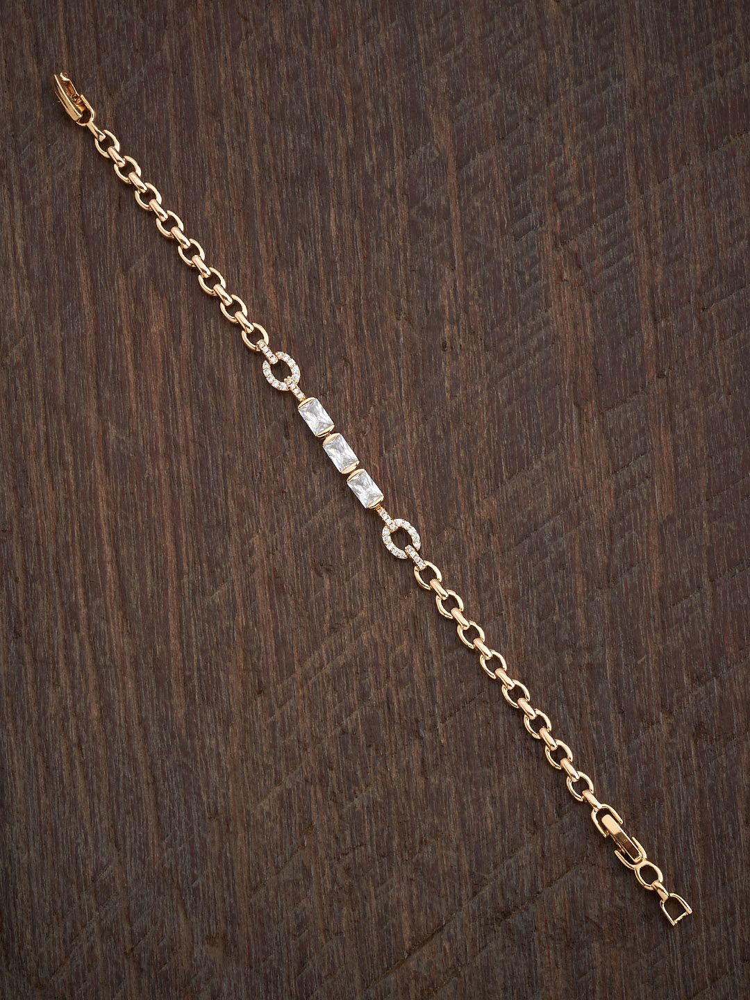 

Kushal's Fashion Jewellery Women Gold Plated Cubic Zirconia Link Bracelet