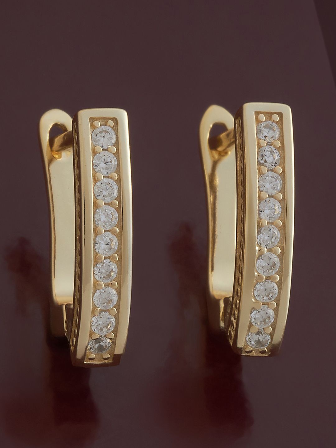 

Kushal's Fashion Jewellery 92.5 Sterling Silver Gold Plated Zircon Spherical Hoop Earrings