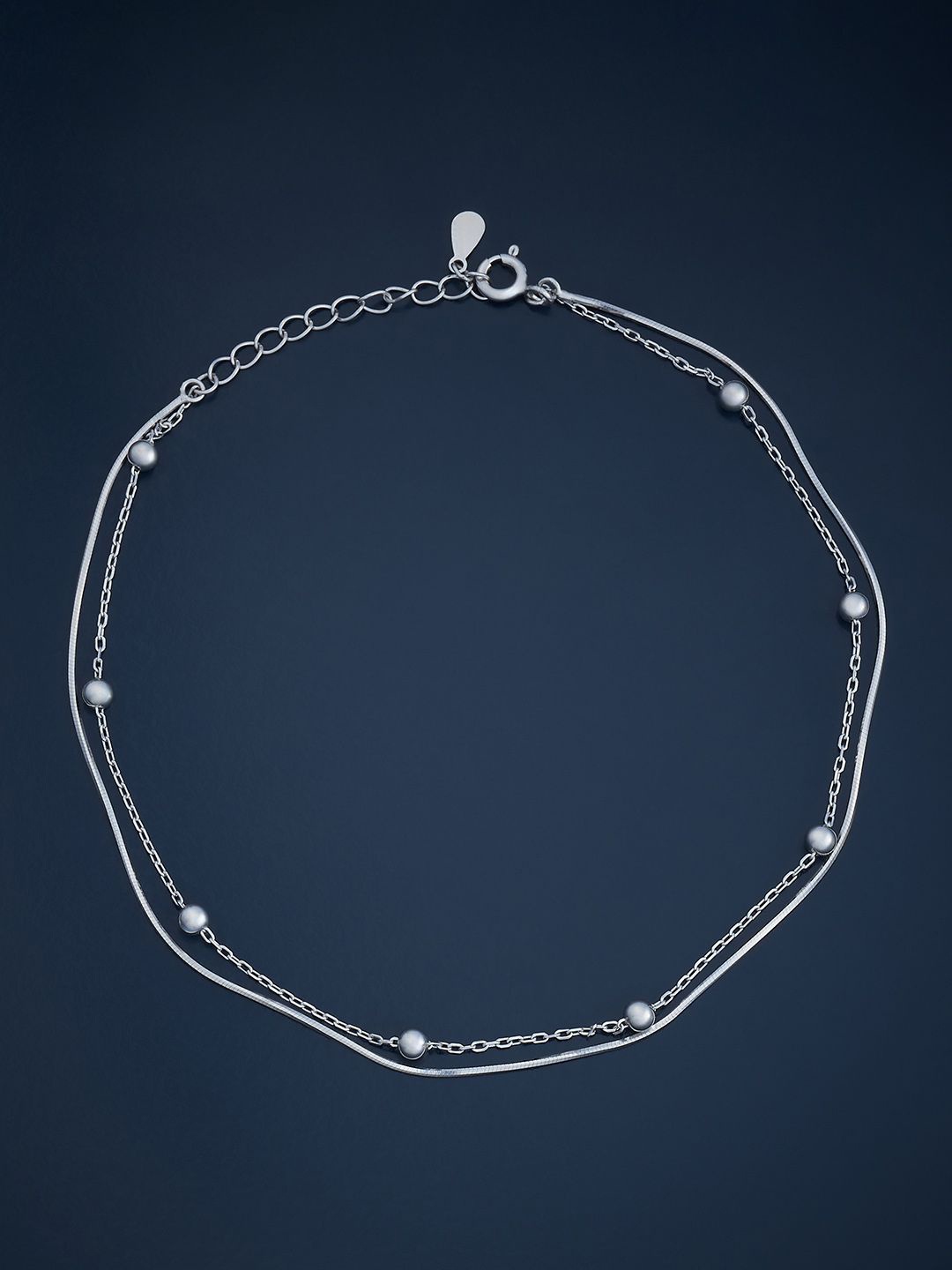 

Kushal's Fashion Jewellery Sterling Silver Rhodium-Plated Layered Anklet