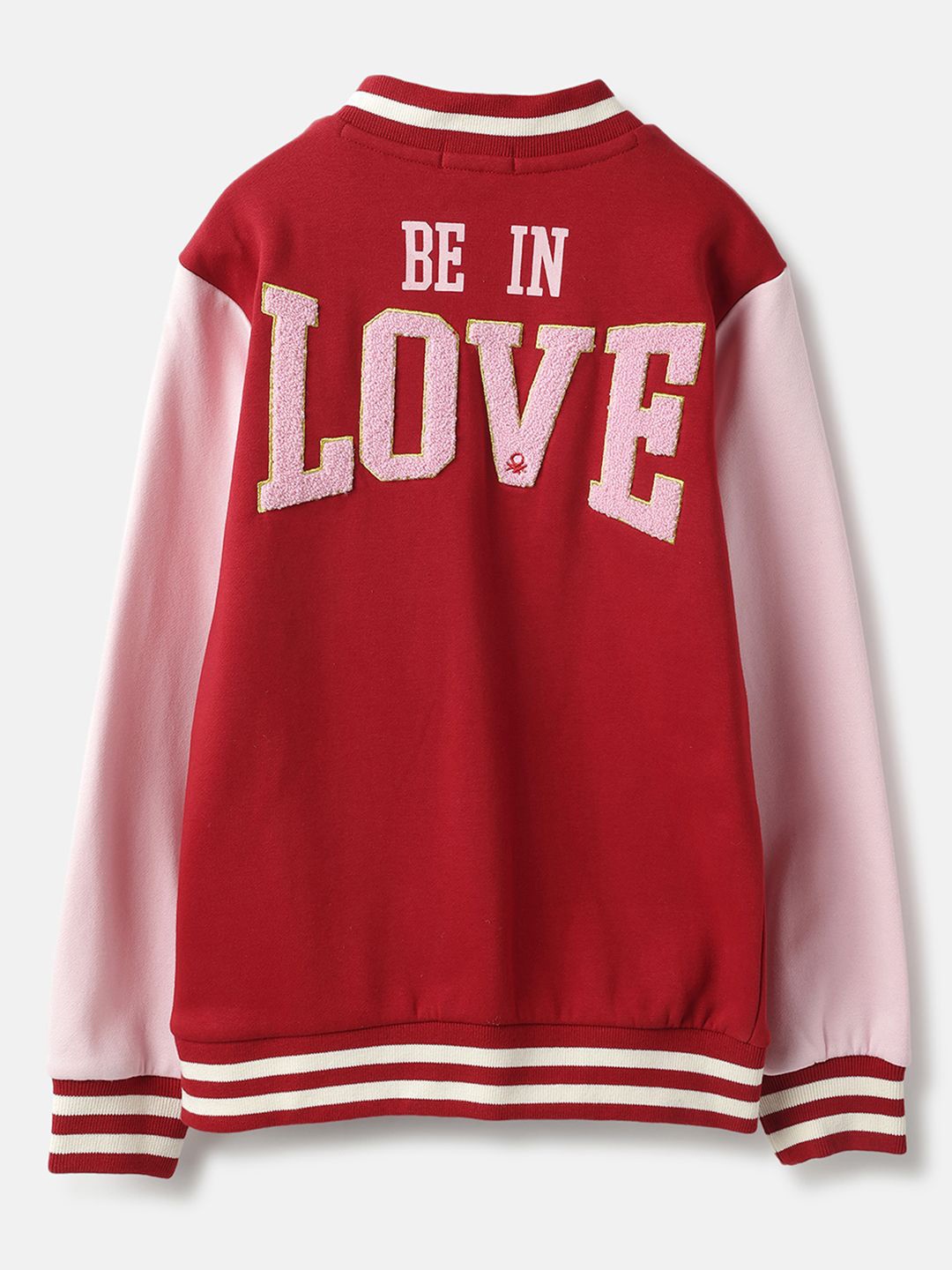 

United Colors of Benetton Girls Regular Fit Colourblocked Sweatshirt, Red