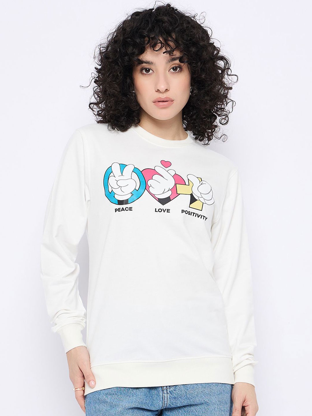 

Wear Your Mind Women Printed Sweatshirt, White