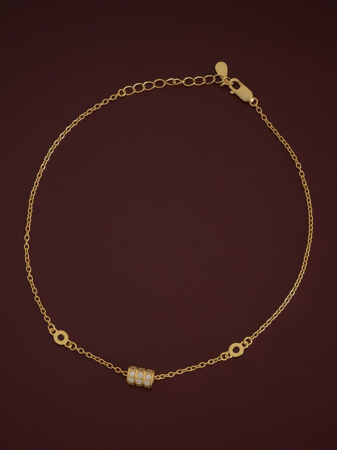 

Kushal's Fashion Jewellery 92.5 Pure Silver Gold-Plated Artificial Stones Anklet