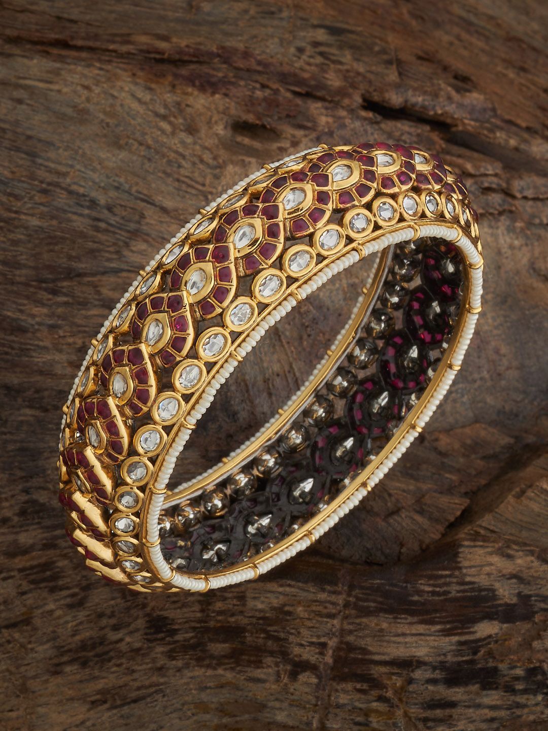 

Kushal's Fashion Jewellery Gold-Plated Kundan-Studded Bangle