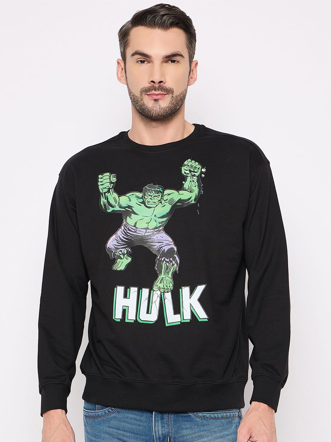 

Wear Your Mind Men Avengers Character Printed Sweatshirt, Black