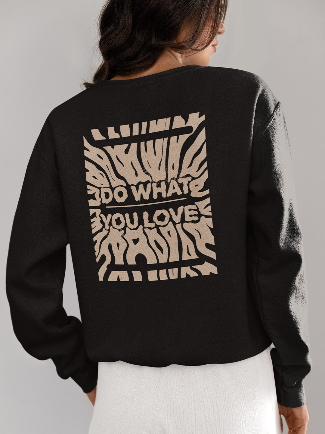 

TheBTclub Women Printed Pullover Sweatshirt, Black