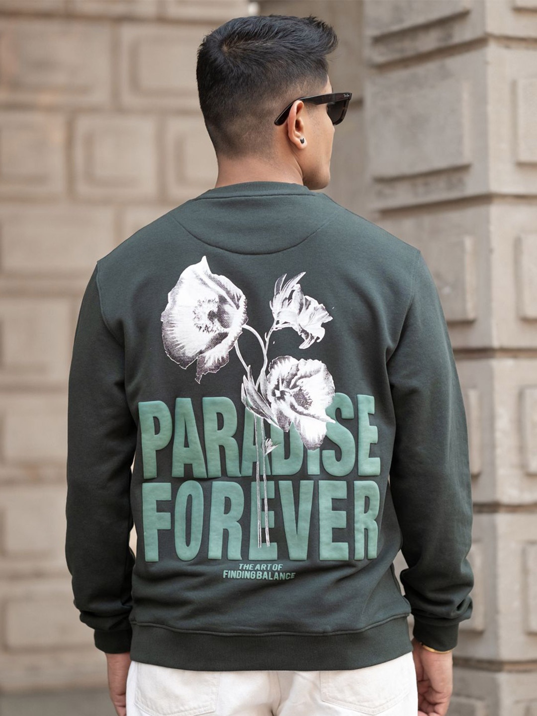 

Powerlook Men Paradise Graphic Printed Long Sleeves Pullover Casual Sweatshirt, Olive