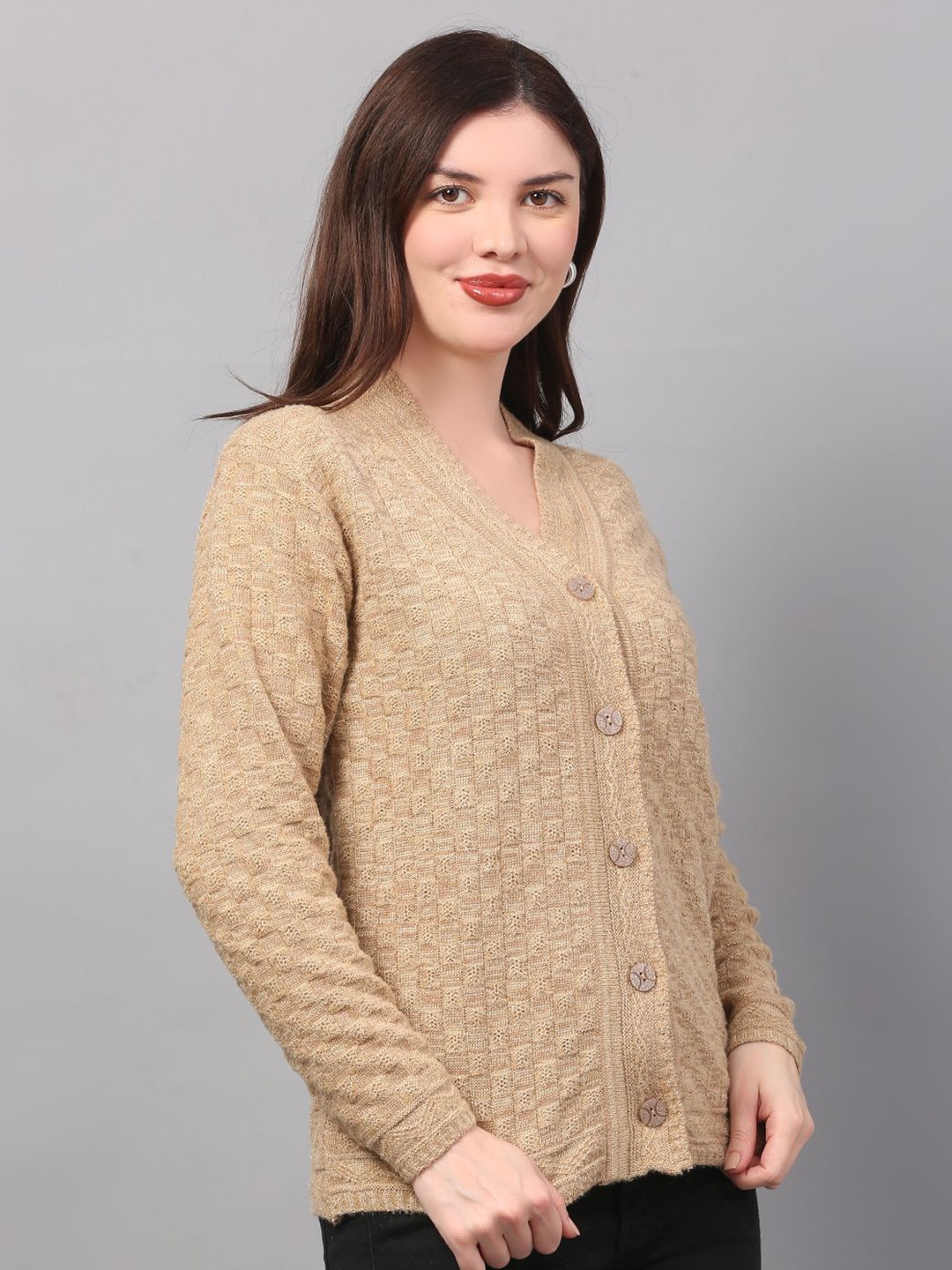 

Thansmay Kleider Women Woollen Cardigan, Beige