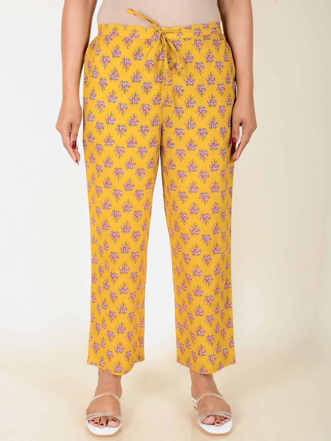 

Aramya Women Floral Printed Ethnic Palazzos, Yellow