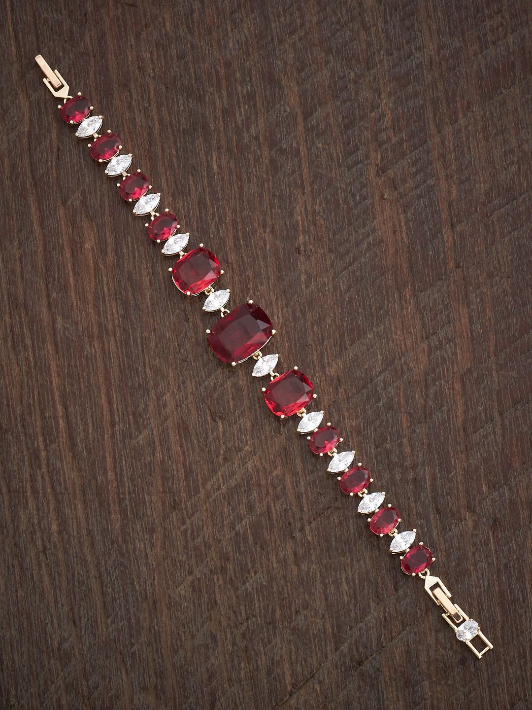 

Kushal's Fashion Jewellery Women Gold-Plated Cubic Zirconia Link Bracelet