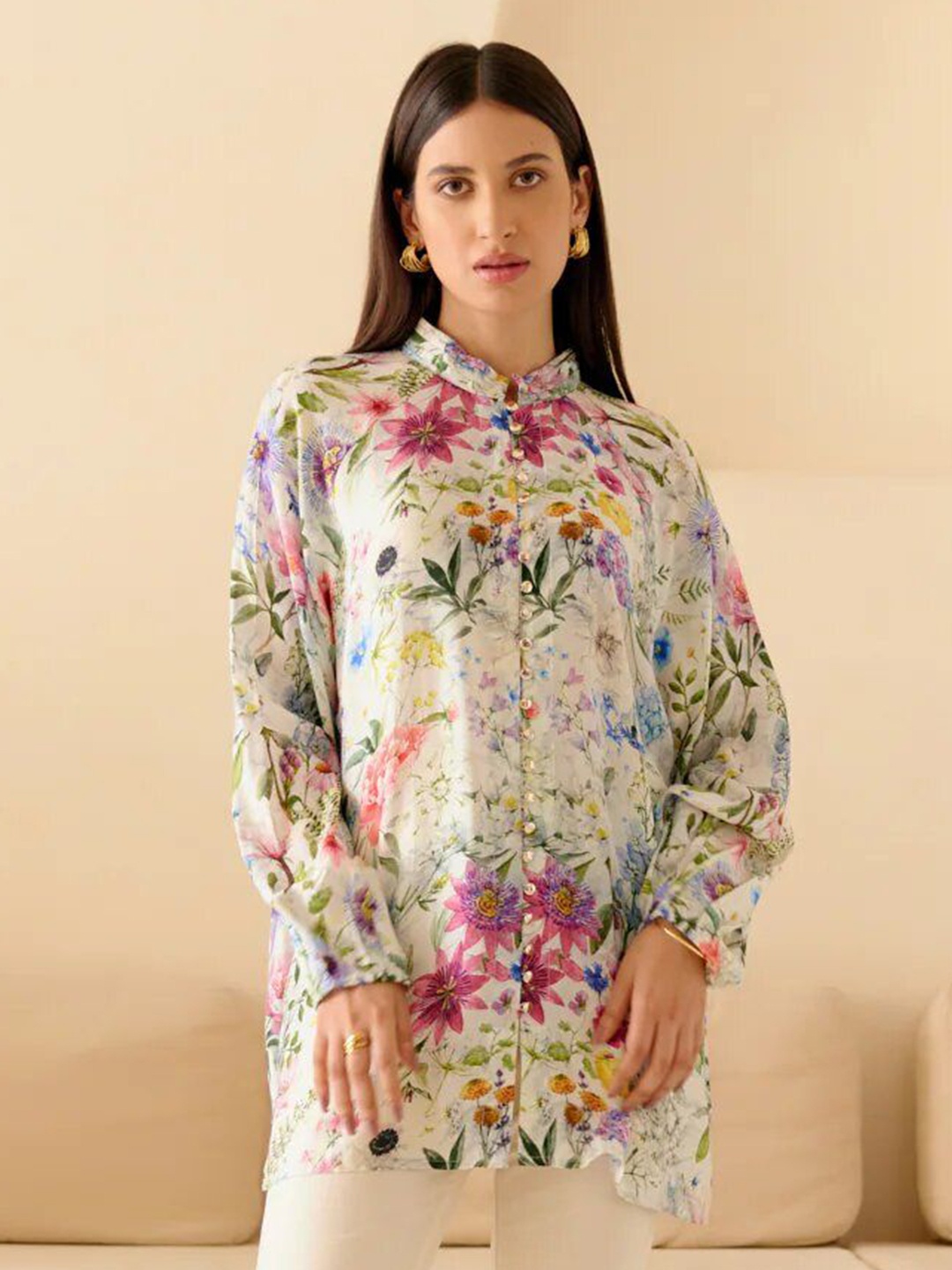 

DressBerry Floral Print Shirt Style Top, Multi