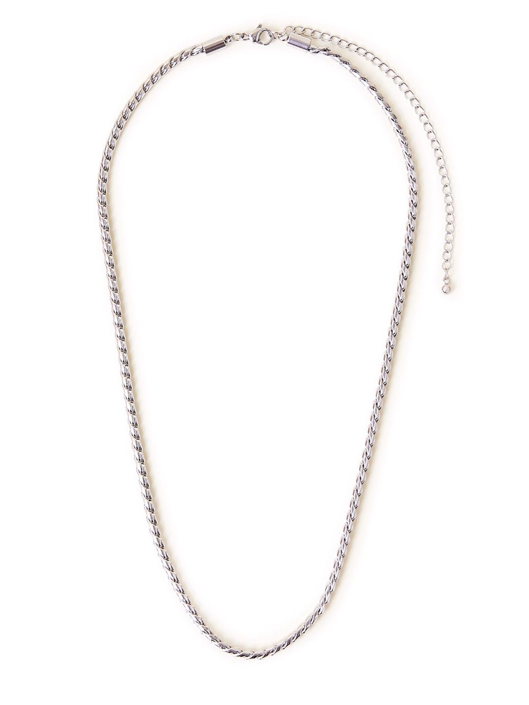 

Accessorize Platinum Plated Stainless Steel Waterproof Twist Minimal Chain, Silver