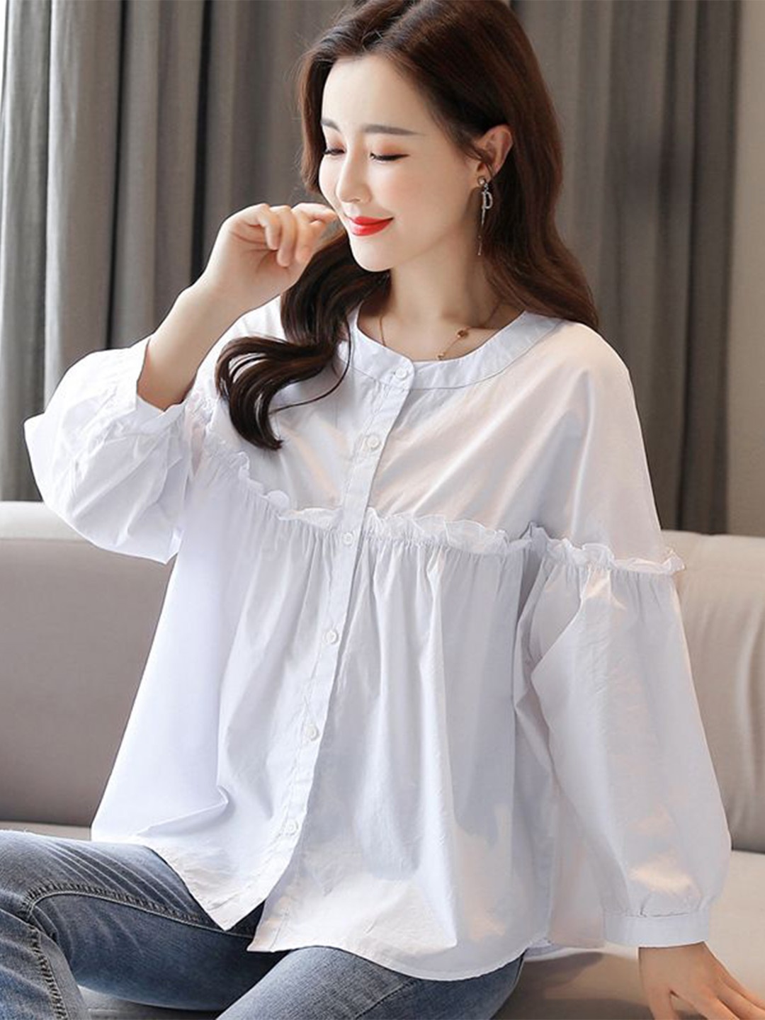 

StyleCast Women Solid Long Sleeves Cotton Oversized Casual Shirt, White