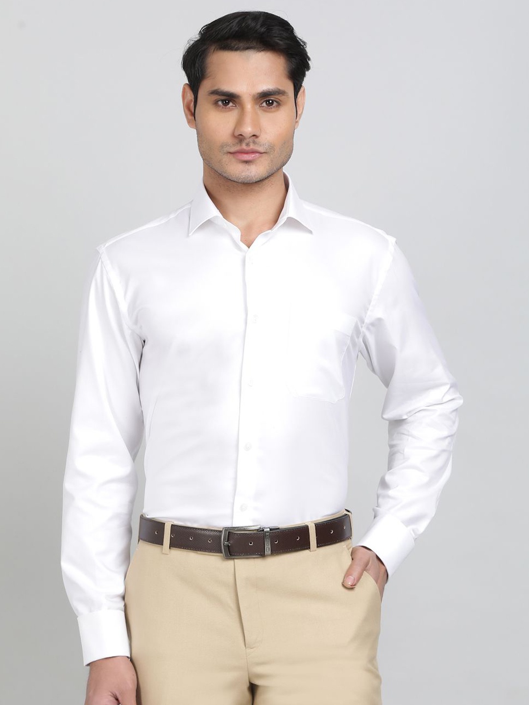 

METAL Men Slim Fit Opaque Formal Shirt, White
