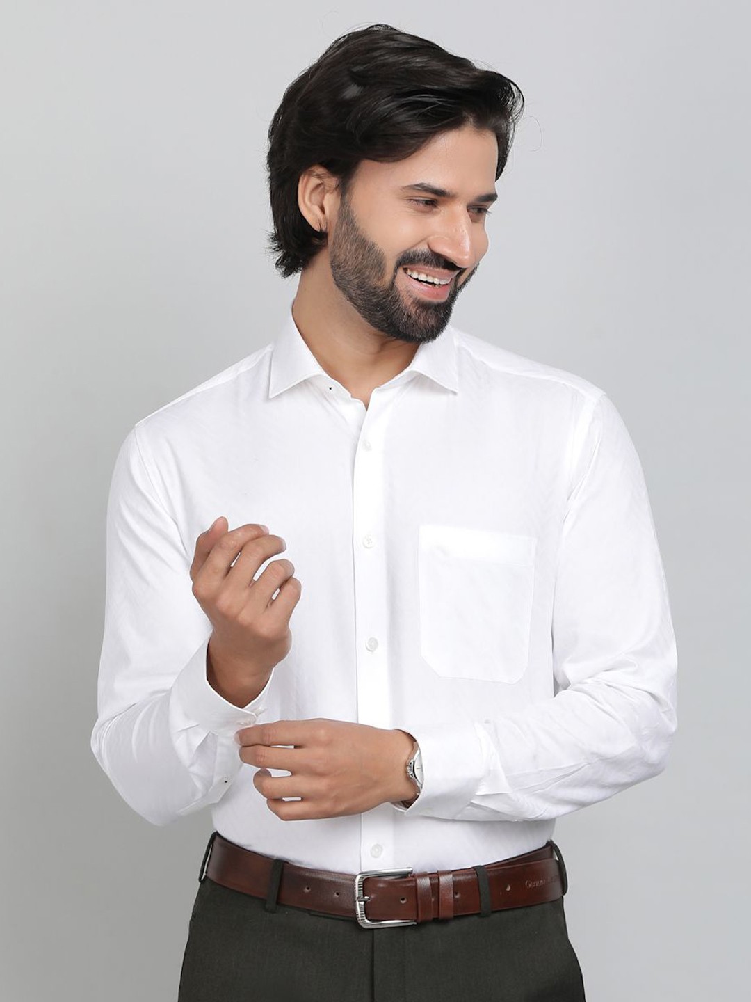 

METAL Men Slim Fit Opaque Formal Shirt, White