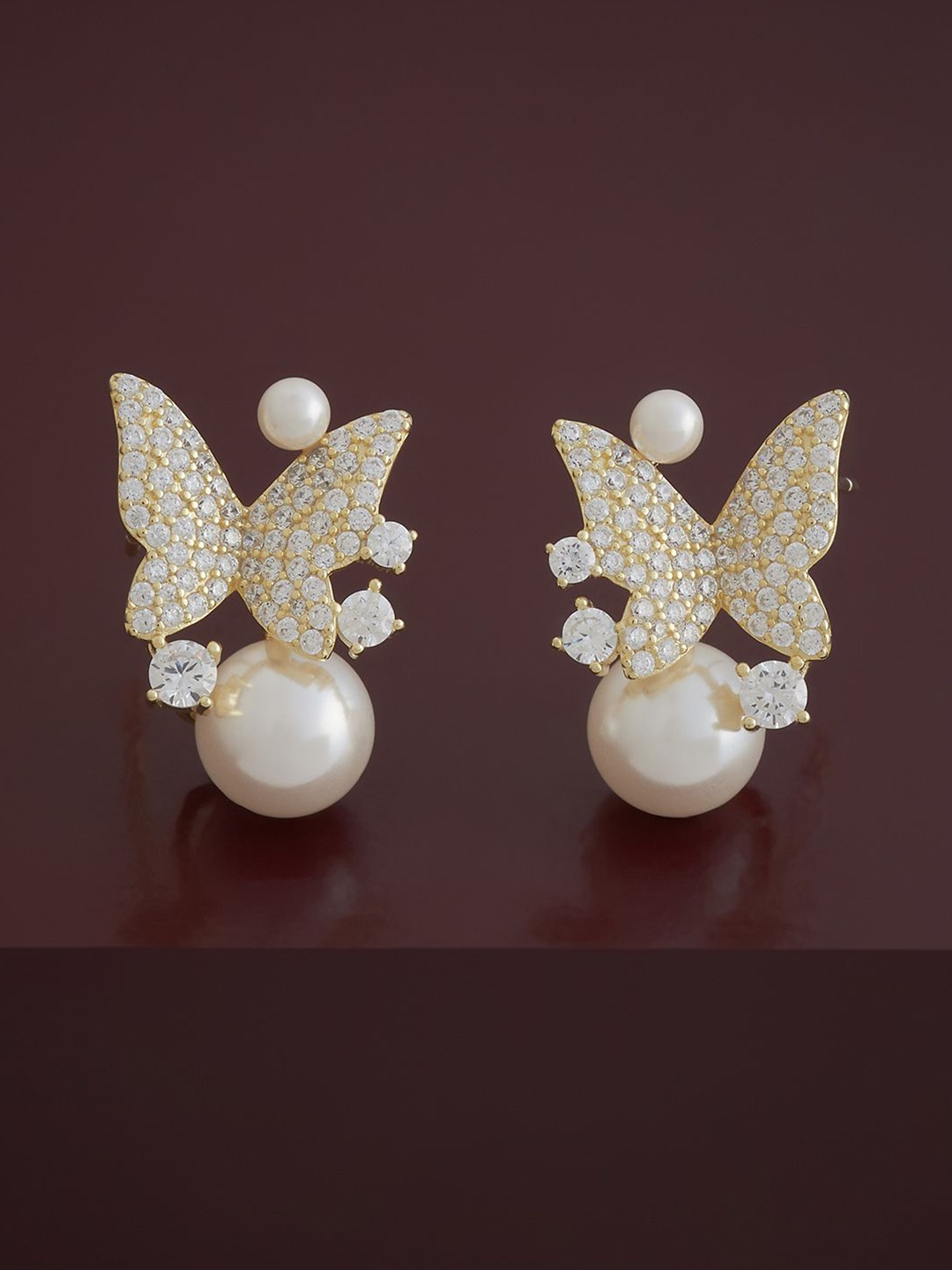 

Kushal's Fashion Jewellery 92.5 Sterling Silver Gold Plated Zircon Quirky Studs Earrings