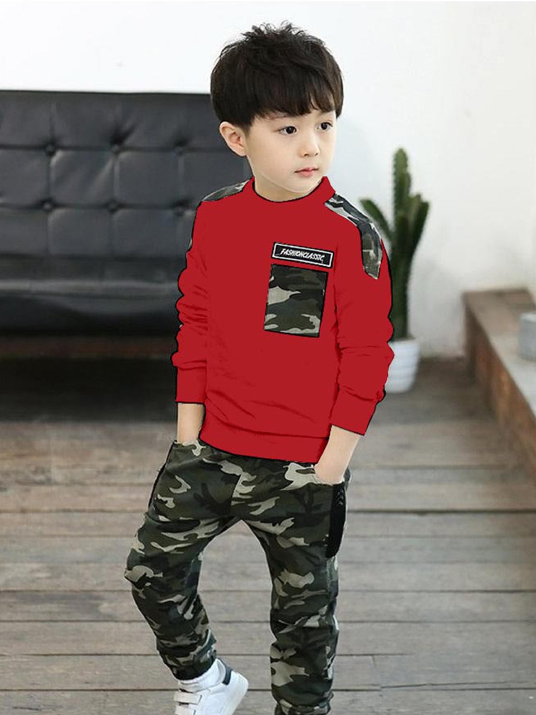 

HEERALI FASHION Boys Long Sleeves Sweatshirt With Jogger, Red