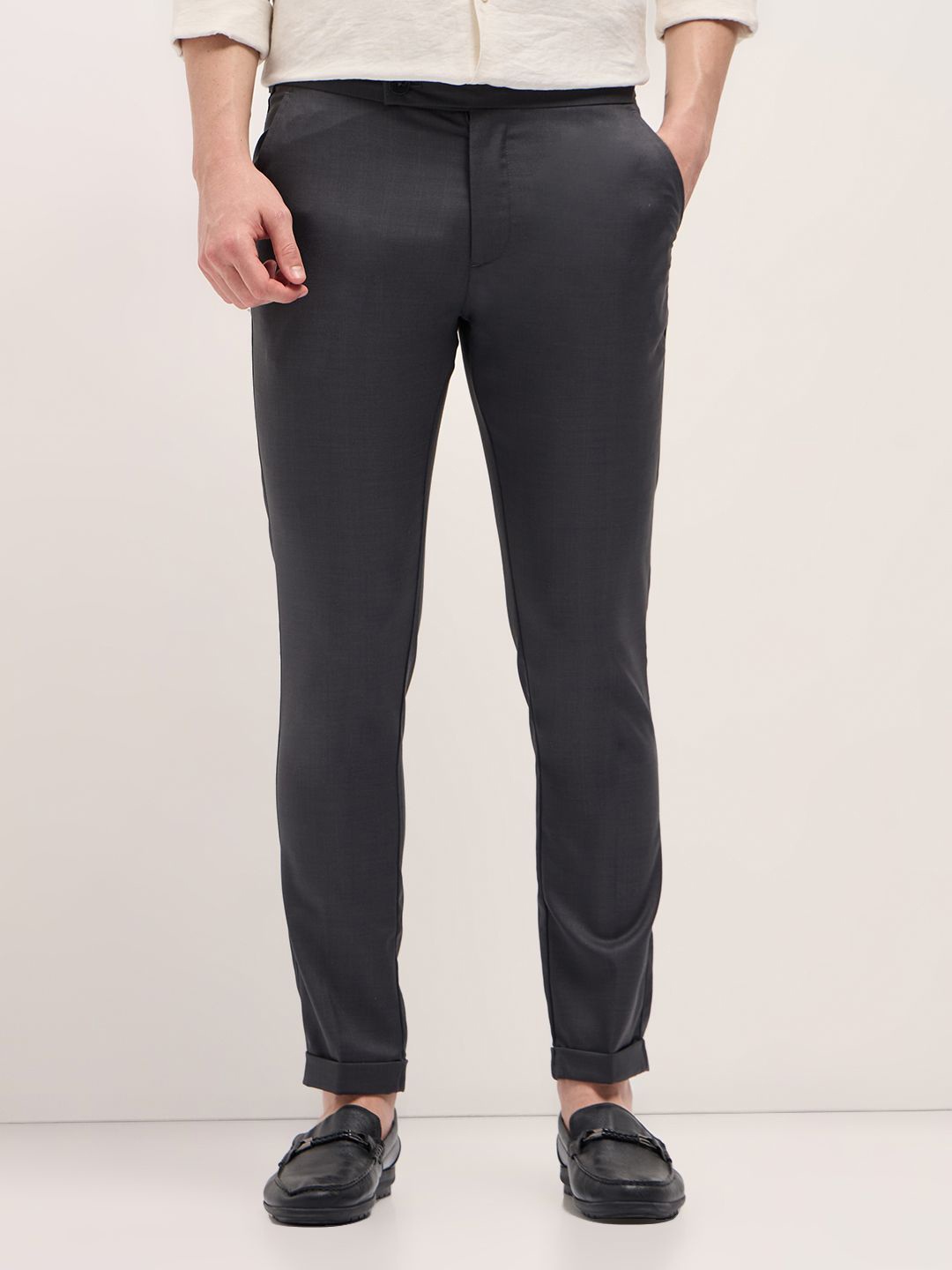 

THE BEAR HOUSE Men Slim Fit Mid-Rise Formal Trouser, Grey