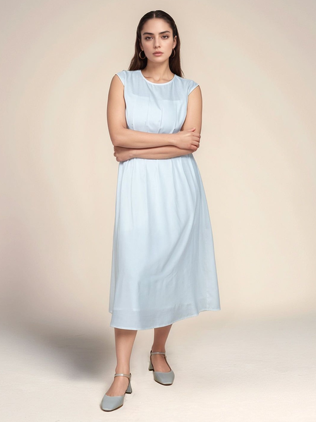 

Zink London Slim Fit A-Line Midi Dress, Blue