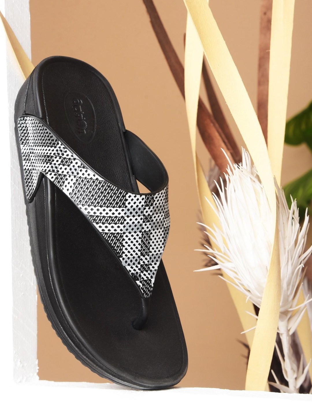 

Action Plus Women Printed Thong Flip-Flops, Black