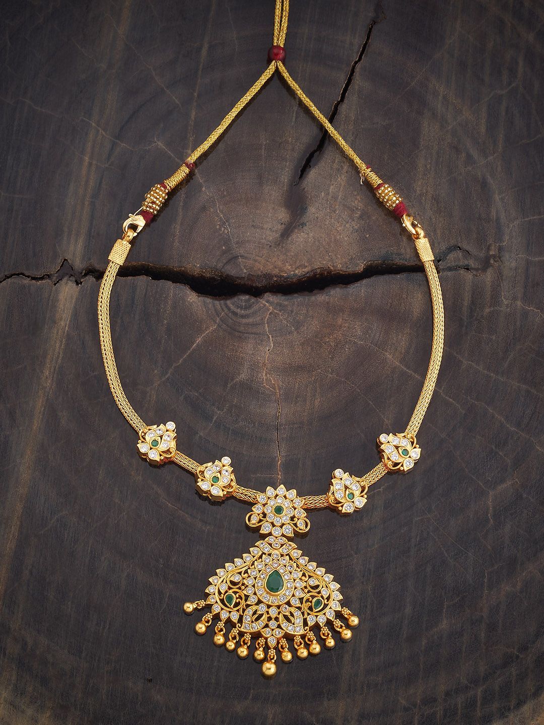 

Kushal's Fashion Jewellery Sterling Silver Gold-Plated Temple Necklace