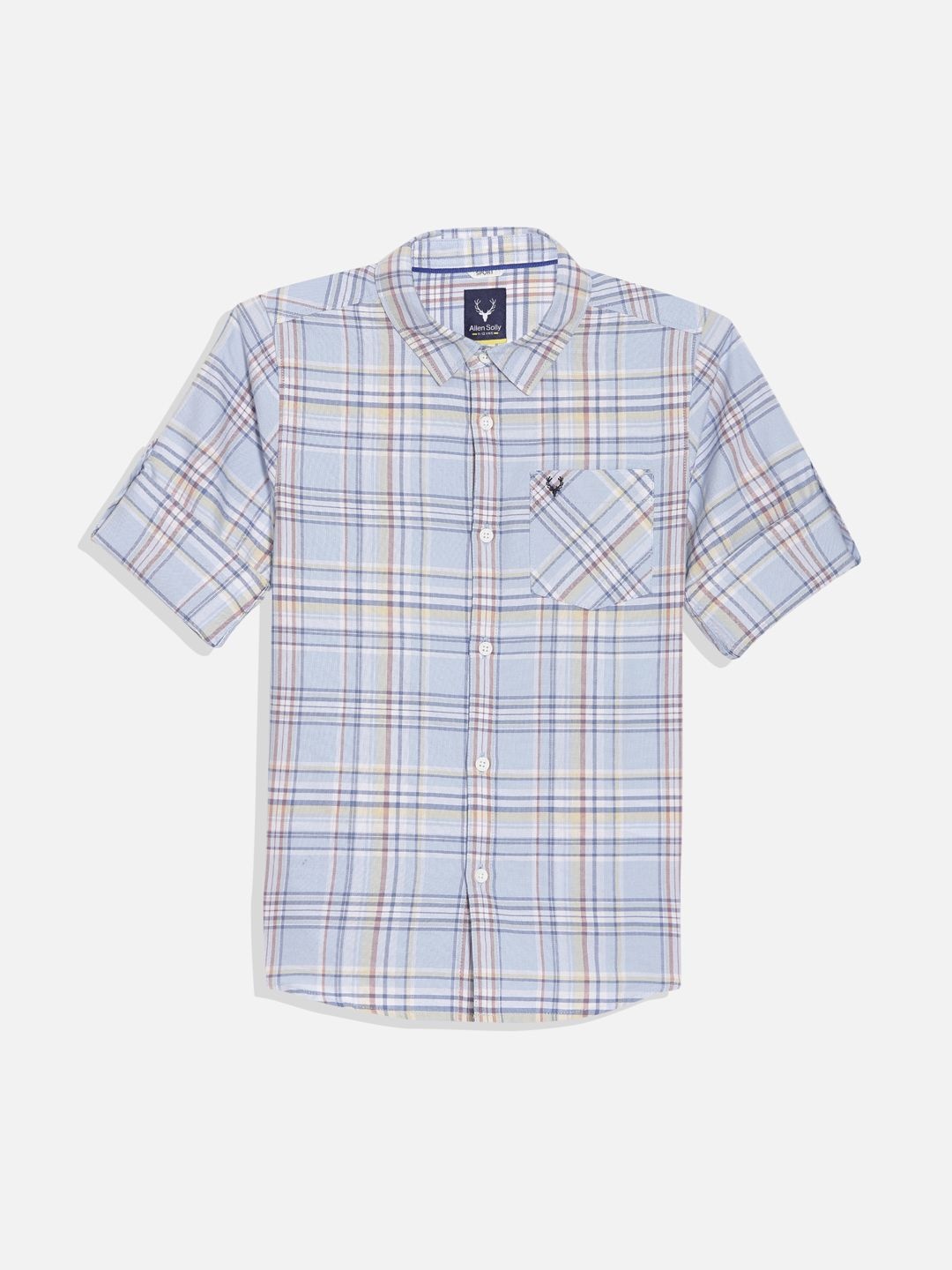 

Allen Solly Junior Boys Slim Fit Opaque Checked Casual Shirt, Blue