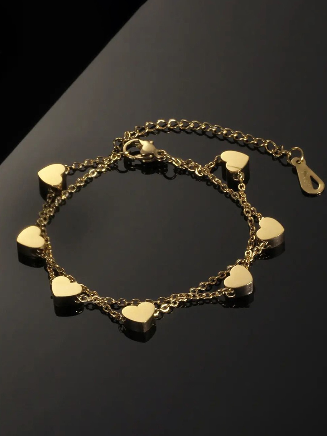 

MEENAZ Gold-Plated Stainless Steel Anti-Tarnish Link Bracelet