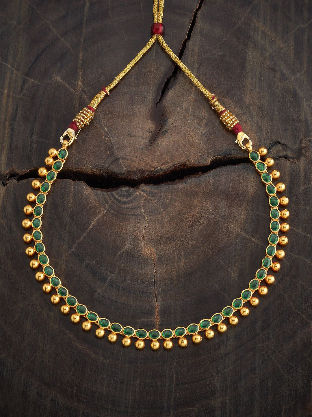 

Kushal's Fashion Jewellery Sterling Silver Gold-Plated Temple Necklace