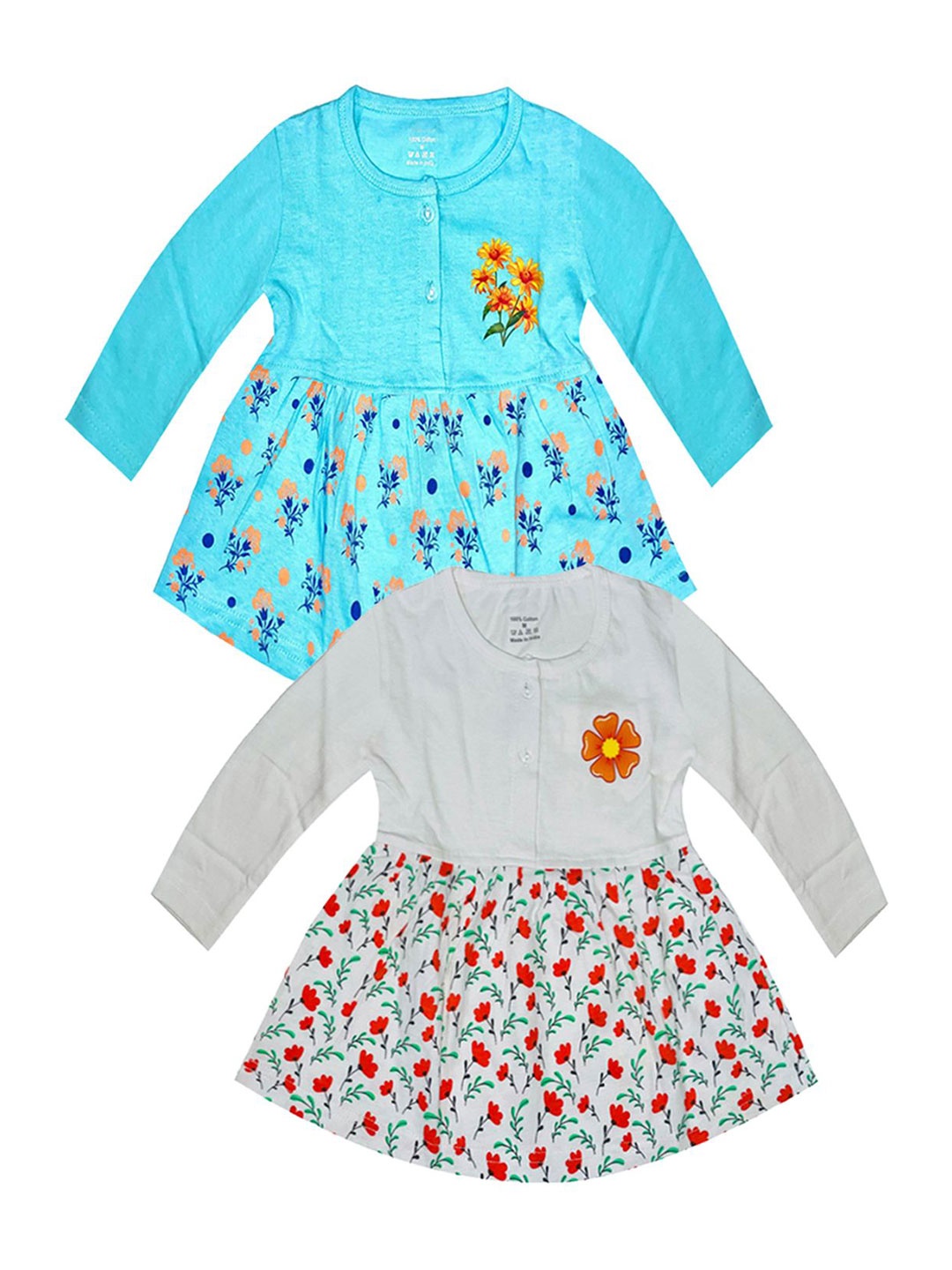 

KidzzCart Girls Pack Of 2 Floral Print Fit & Flare Dress, Blue