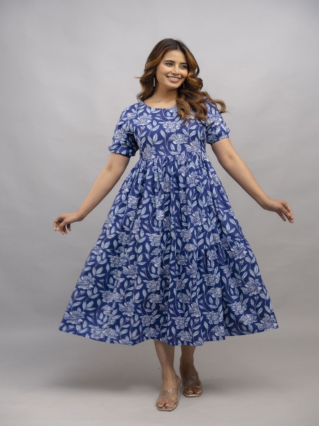 

Malia Floral Print Fit & Flare Midi Dress, Blue
