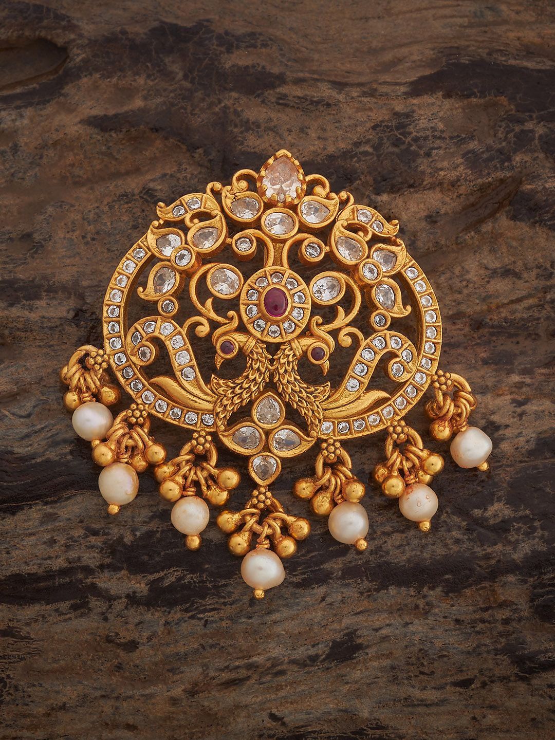 

Kushal's Fashion Jewellery Gold-Plated Peacock Shaped Pendants