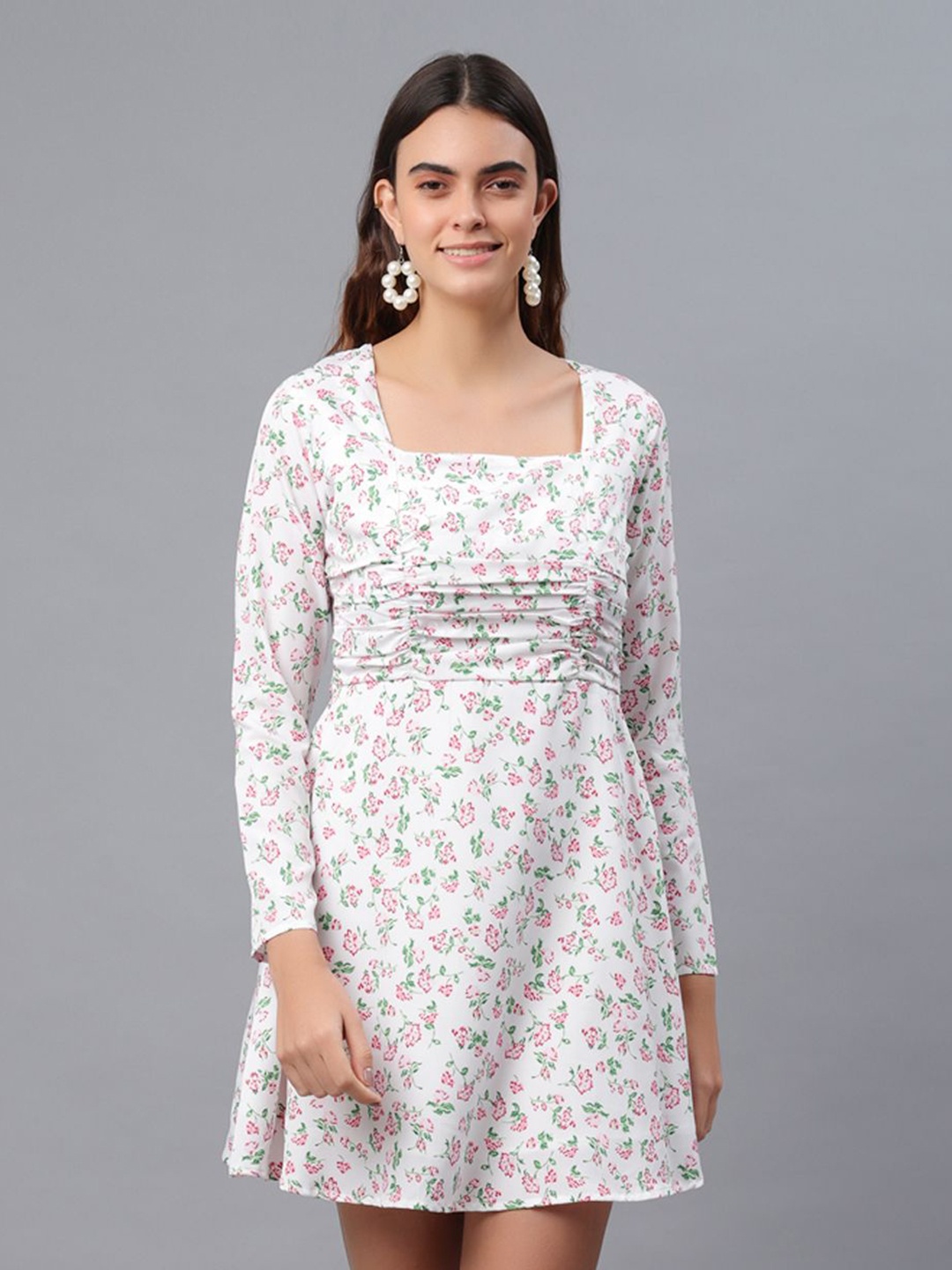 

DressBerry Floral Print A-Line Dress, White