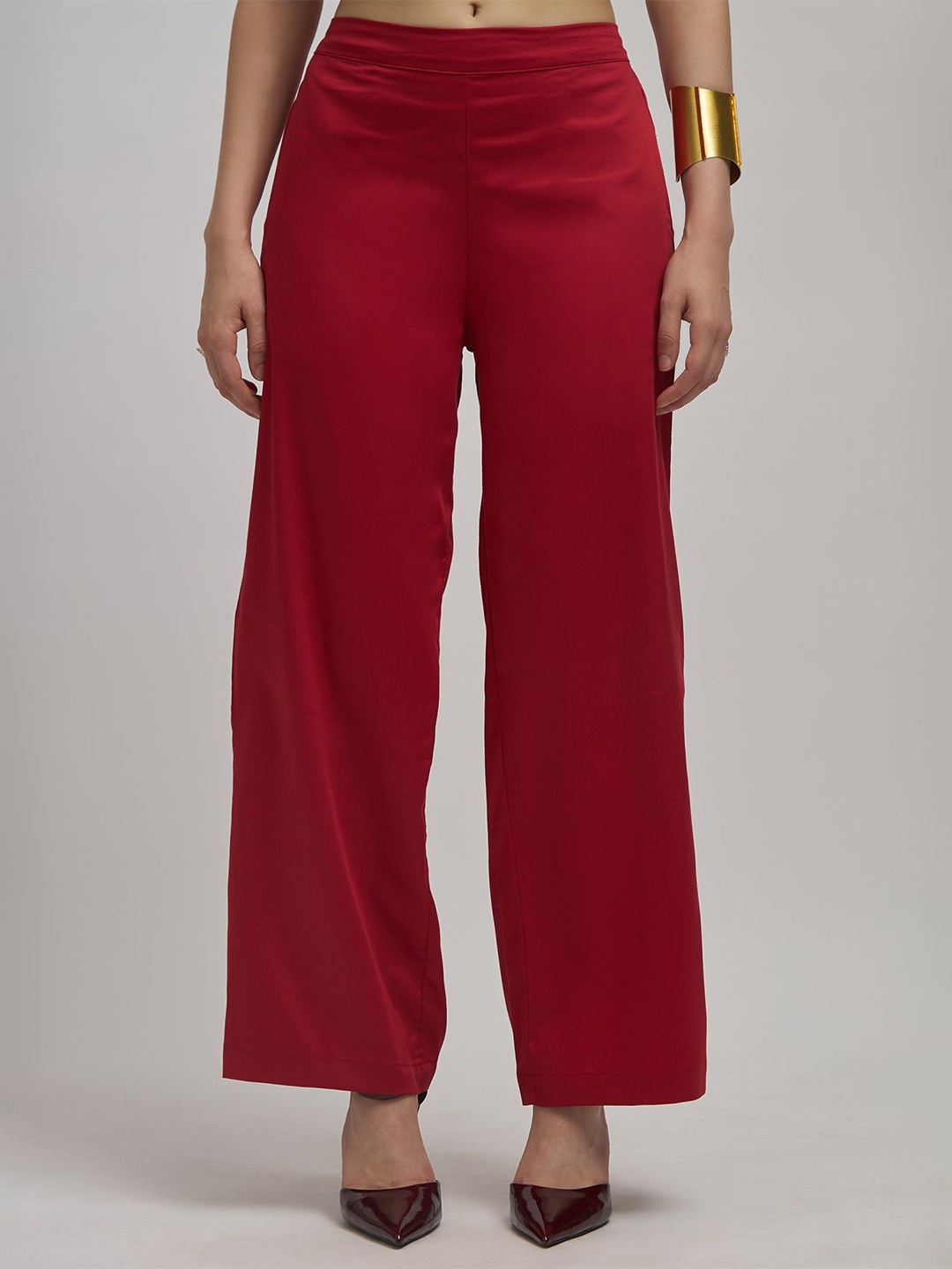 

Virgio Women Cotton Regular Length Solid Pant, Red