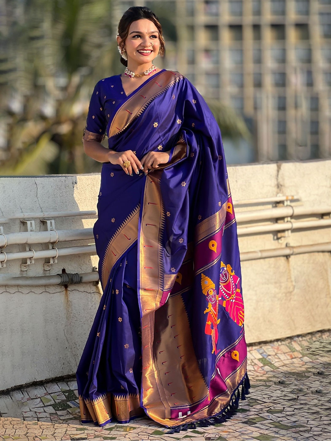

MySilkLove Woven Design Paithani Saree, Blue