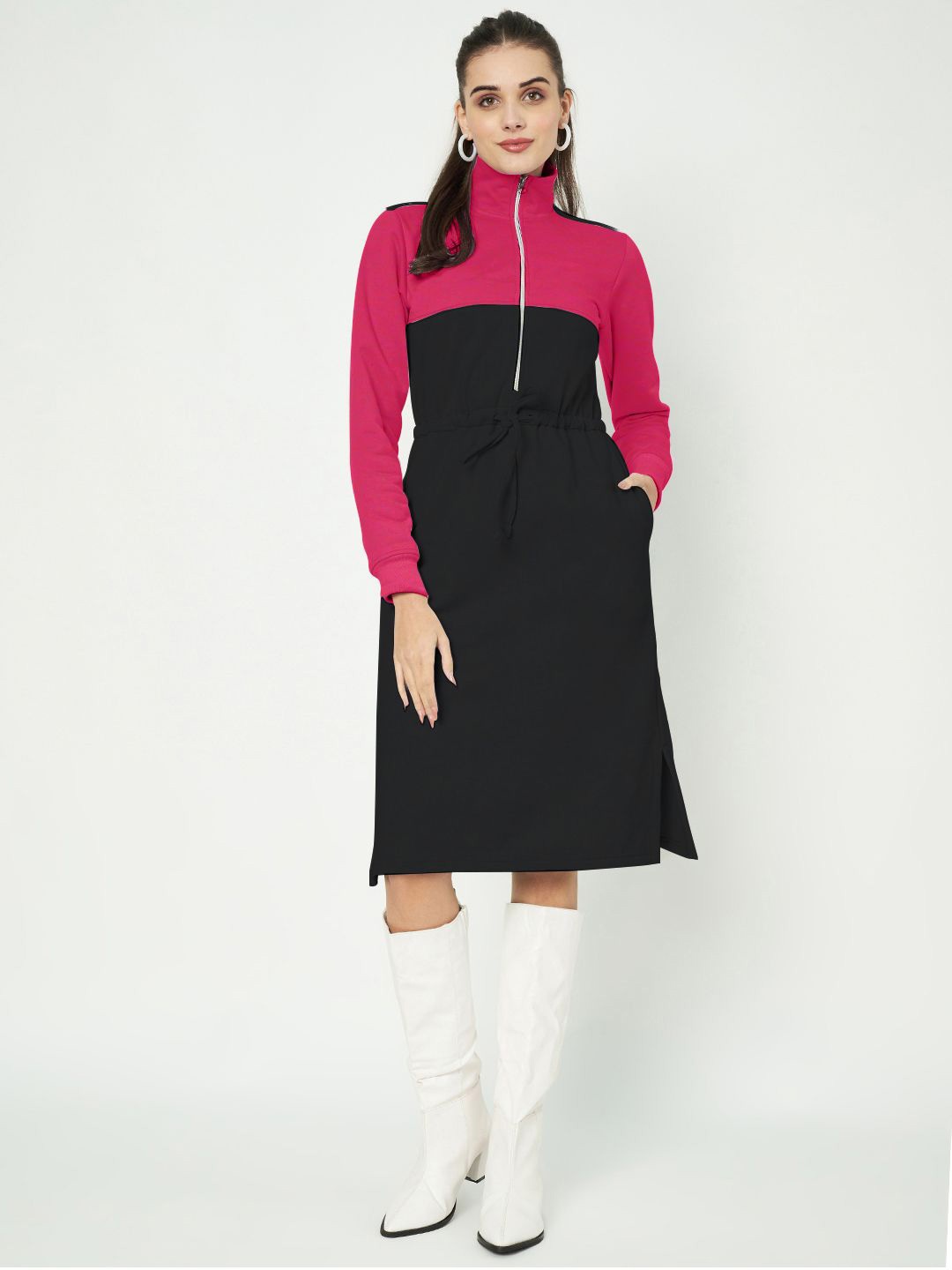 

BRINNS Colourblocked A-Line Midi Dress, Black