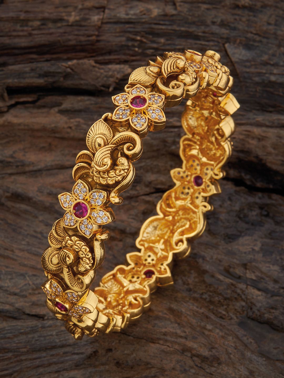 

Kushal's Fashion Jewellery Women Red Bangle, Gold