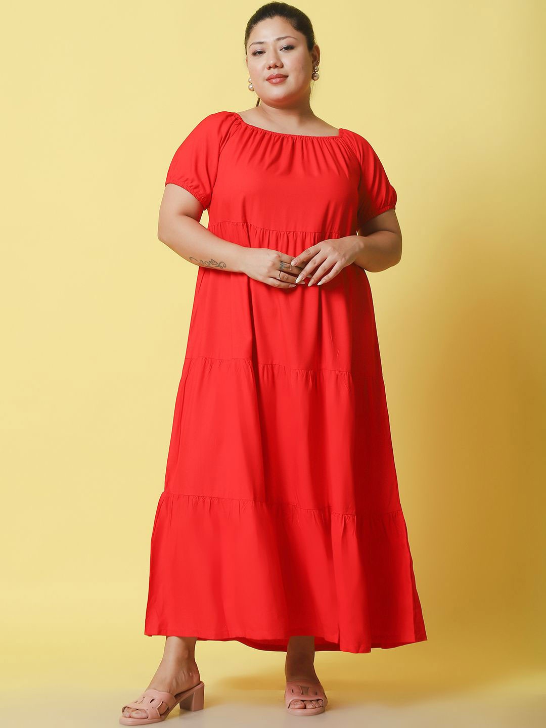 

theRebelinme Women A-Line Maxi Dress plus size, Red