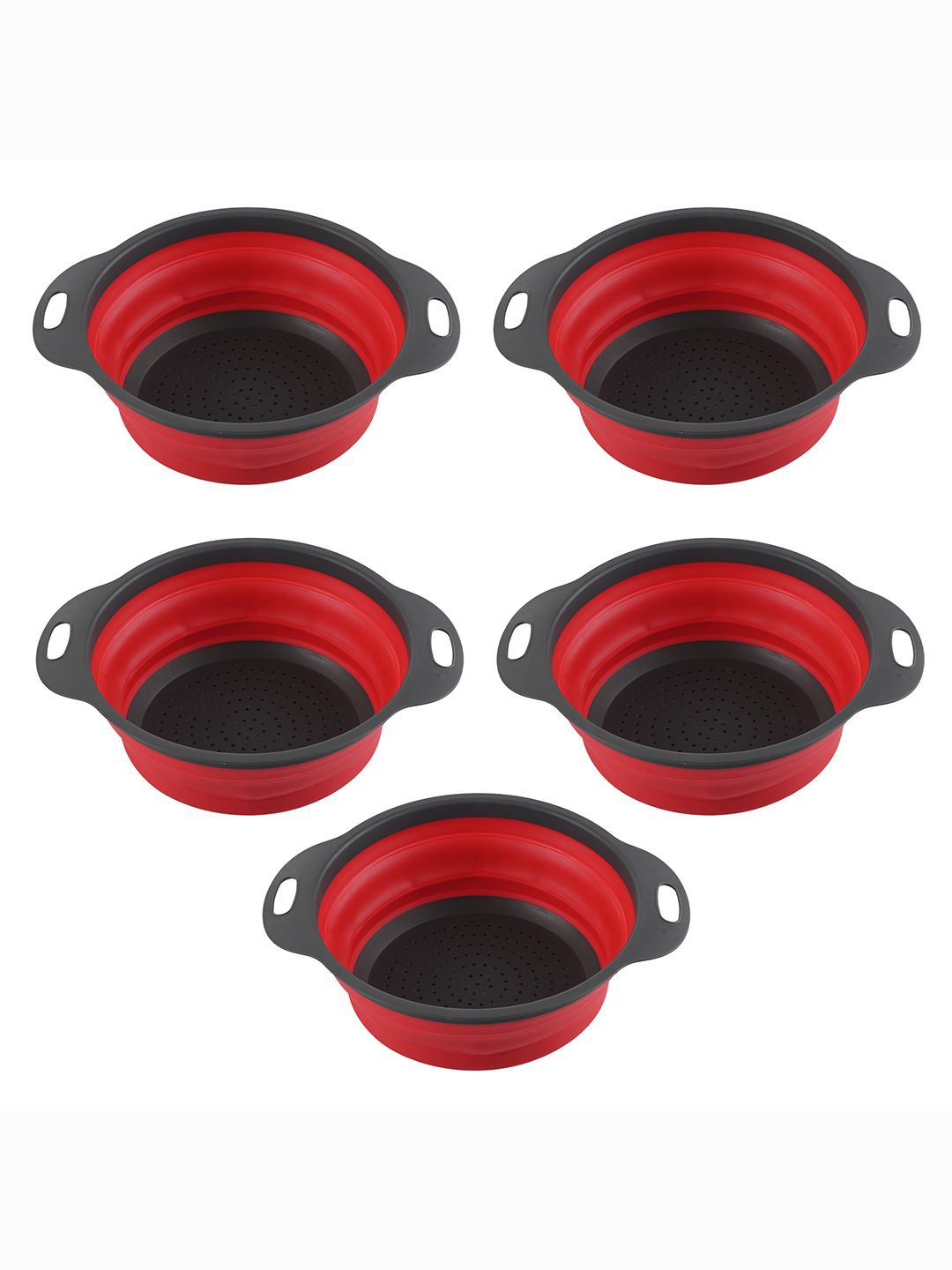 

Kuber Industries Red & Black 5 Pieces Multipurpose Silicon Kitchen Strainer