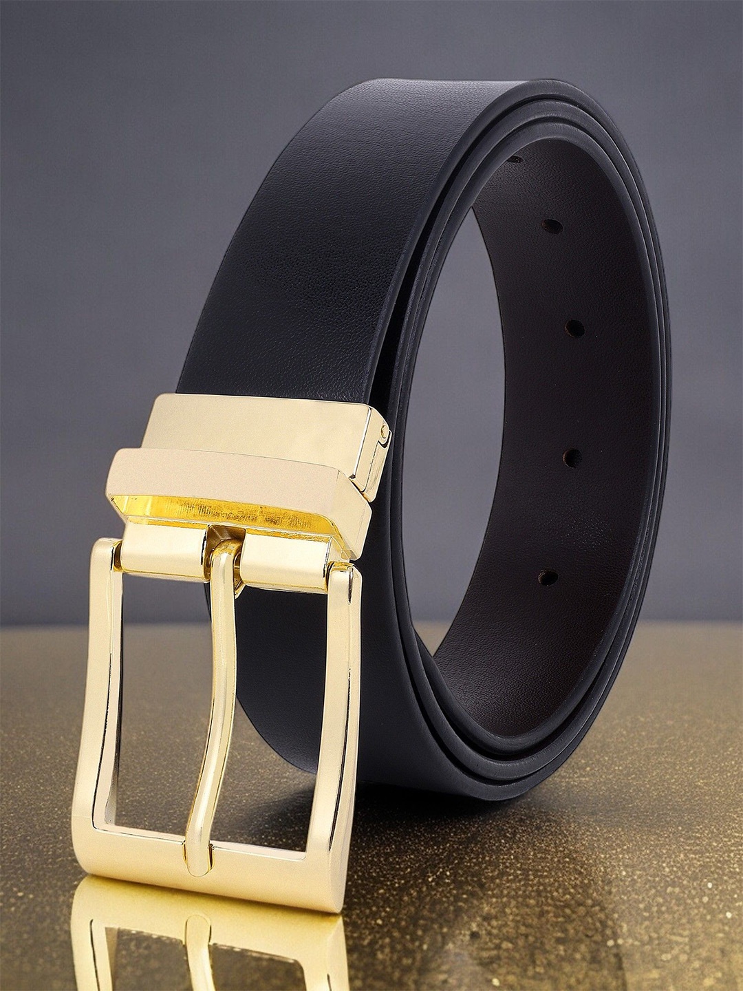 

Metronaut Men Textured Leather Belt, Black