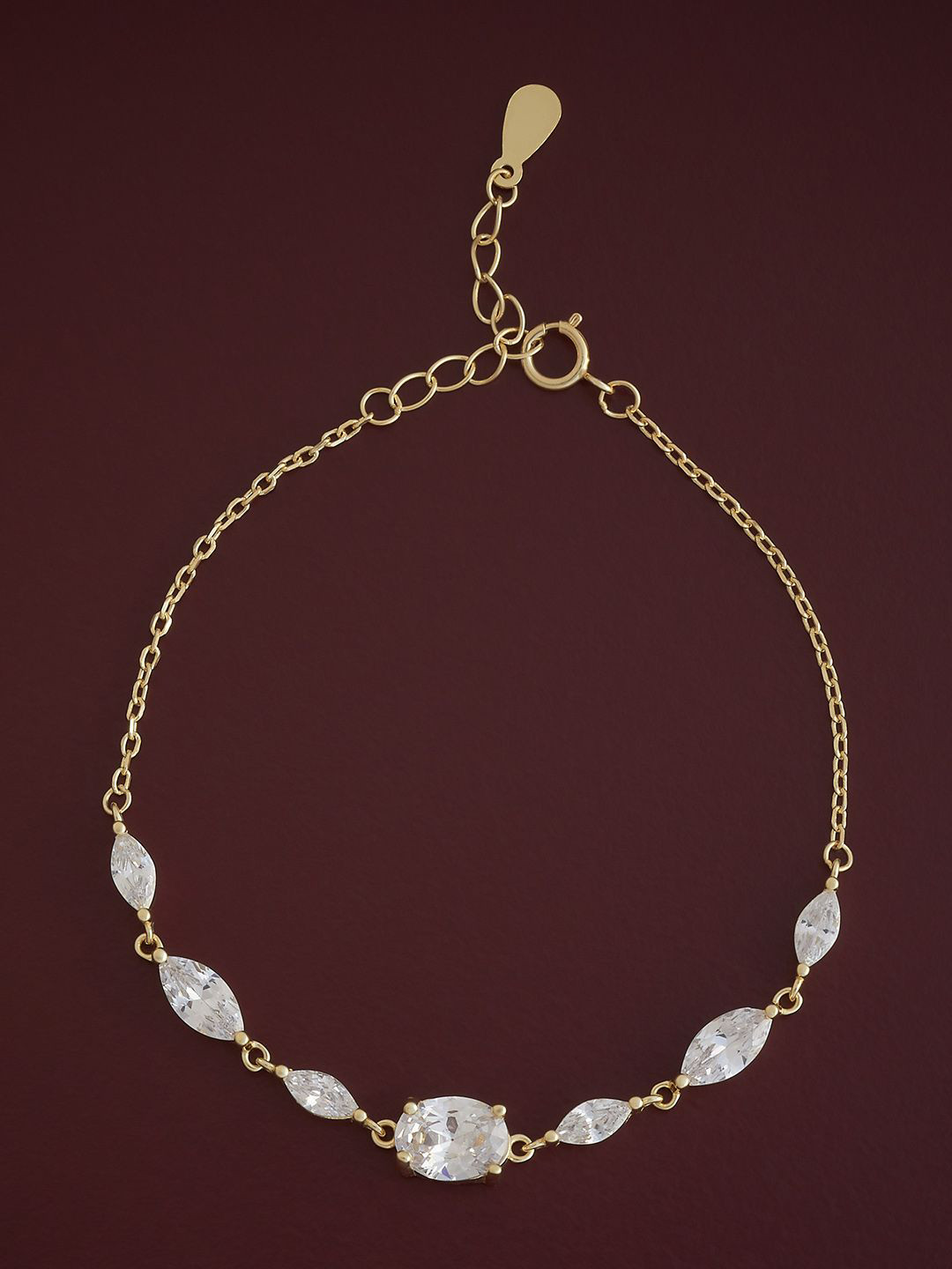 

Kushal's Fashion Jewellery 92.5 Sterling Silver CZ Temple Gold-Plated Link Bracelet