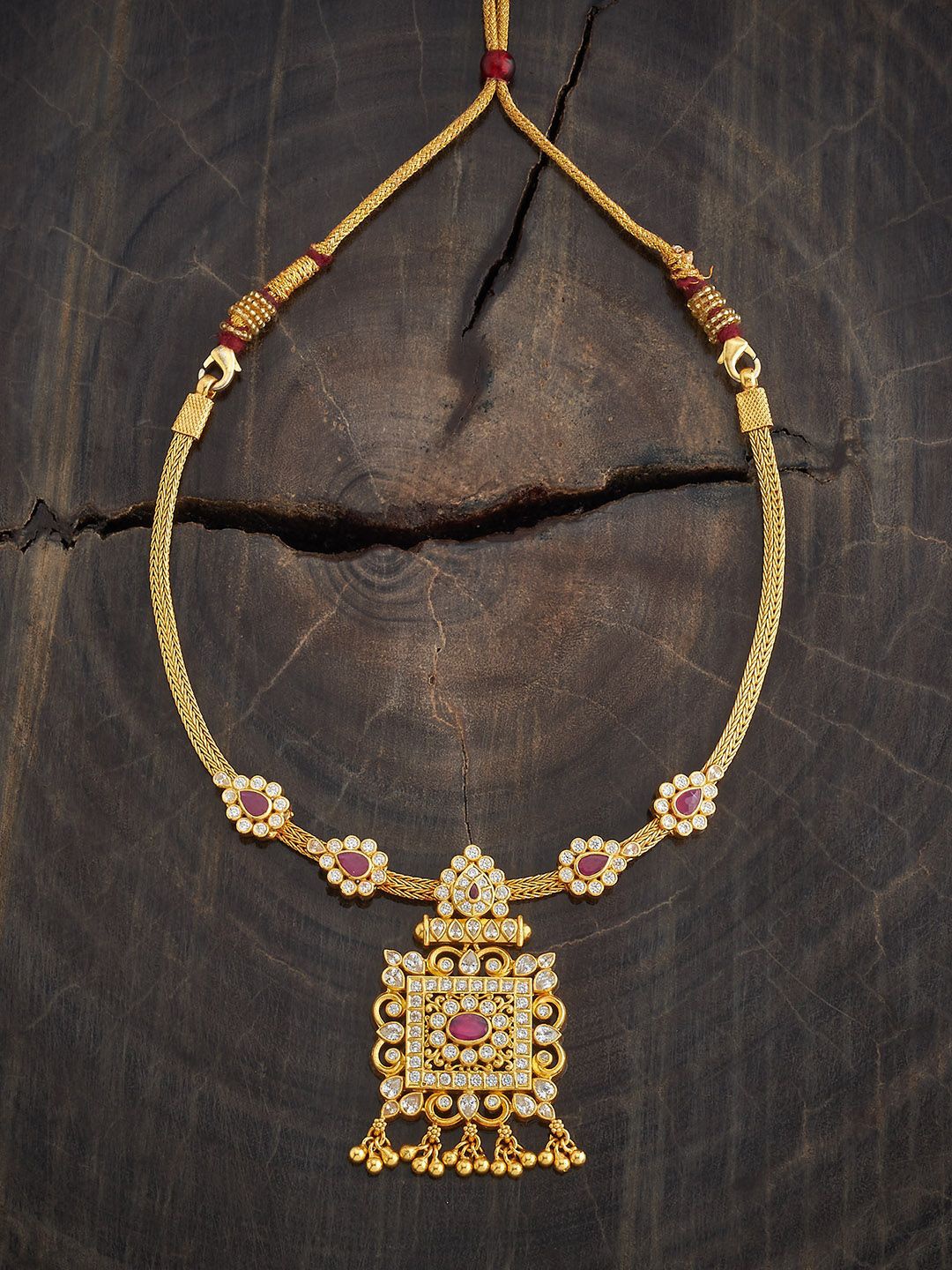 

Kushal's Fashion Jewellery Sterling Silver Gold-Plated Temple Necklace