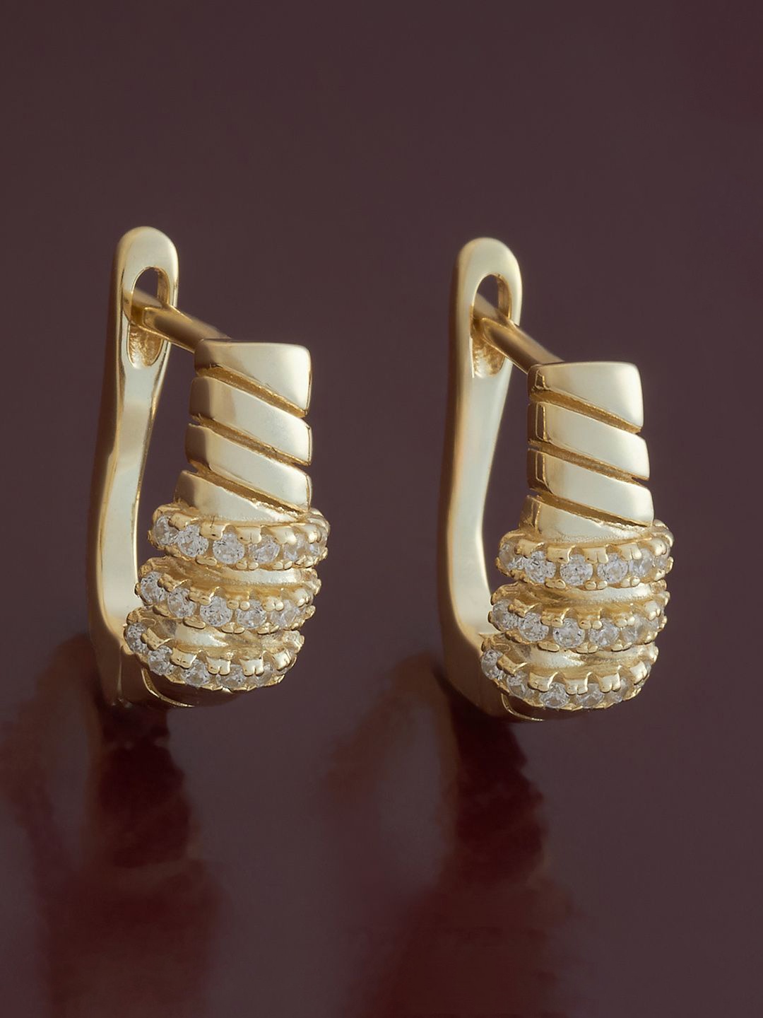 

Kushal's Fashion Jewellery 92.5 Sterling Silver Gold Plated Zircon Spherical Hoop Earrings