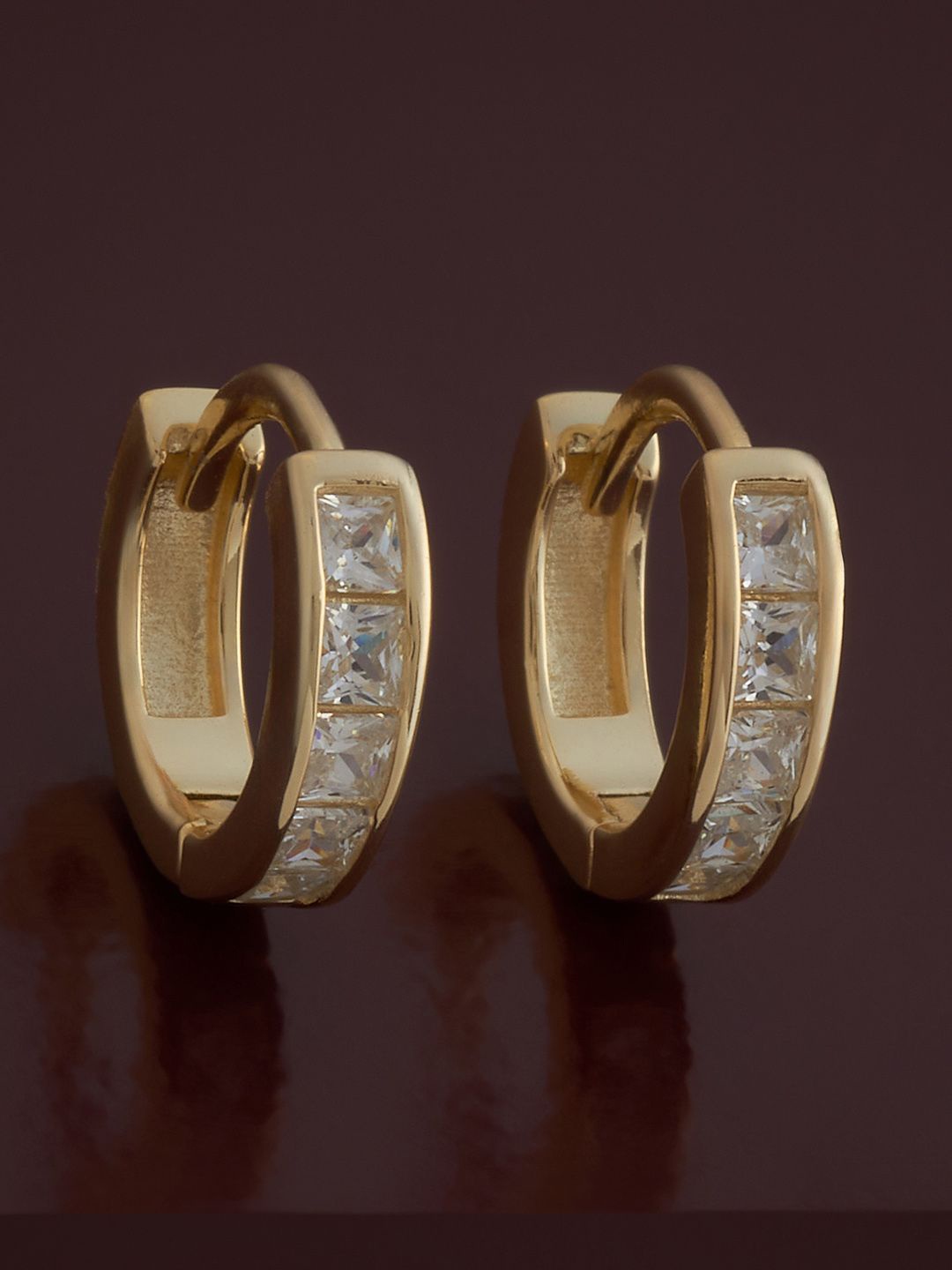 

Kushal's Fashion Jewellery 92.5 Sterling Silver Gold Plated Zircon Spherical Hoop Earrings