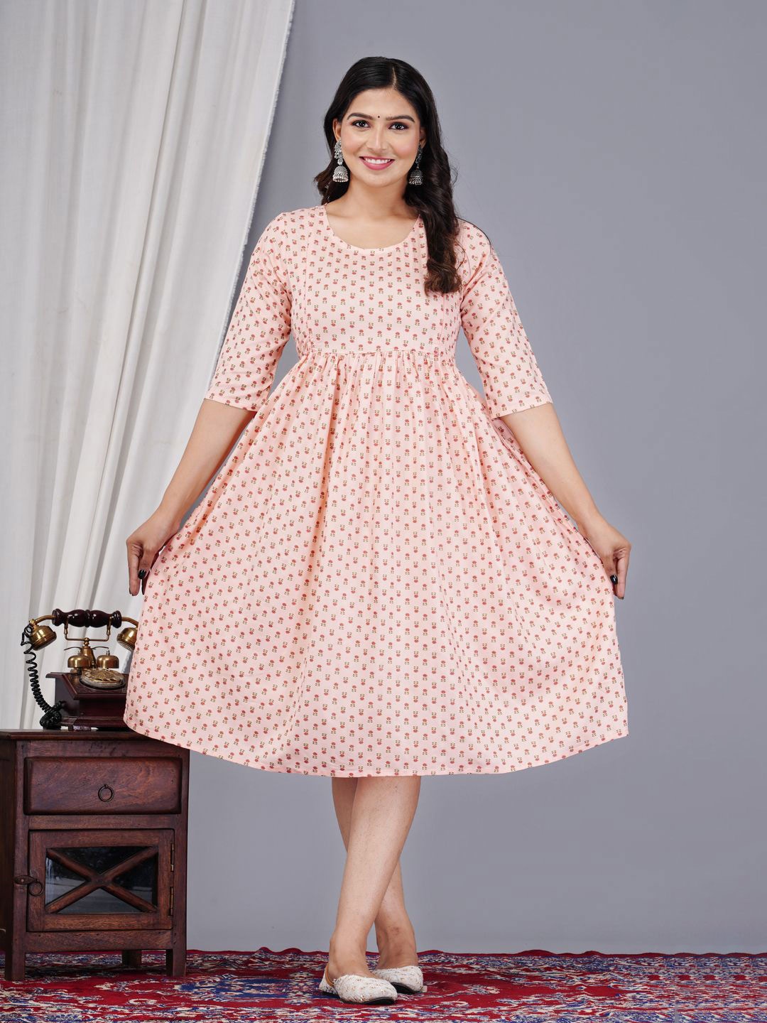 

Loyster Women Khari Printed Handloom Maternity Kurti, Peach