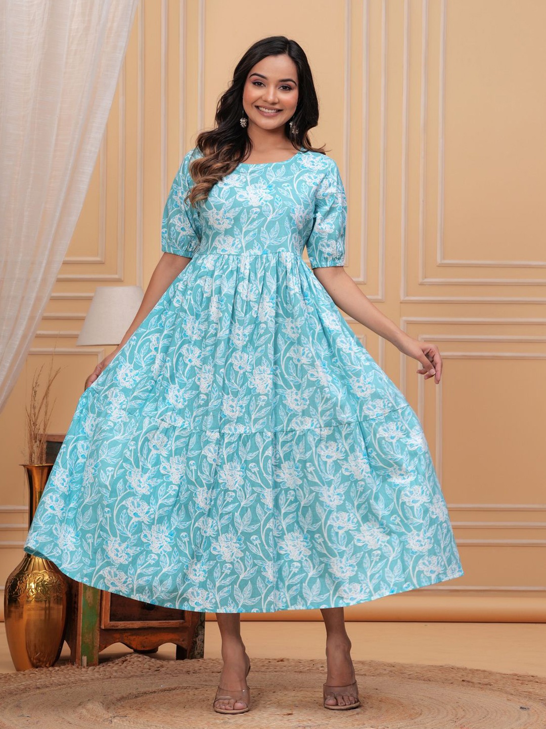 

Malia Floral Print Fit & Flare Maxi Dress, Blue