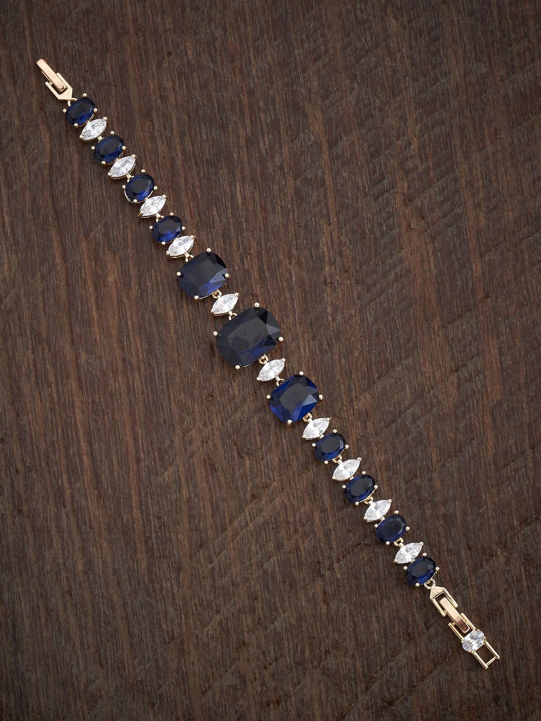 

Kushal's Fashion Jewellery Cubic Zirconia Gold-Plated Link Bracelet