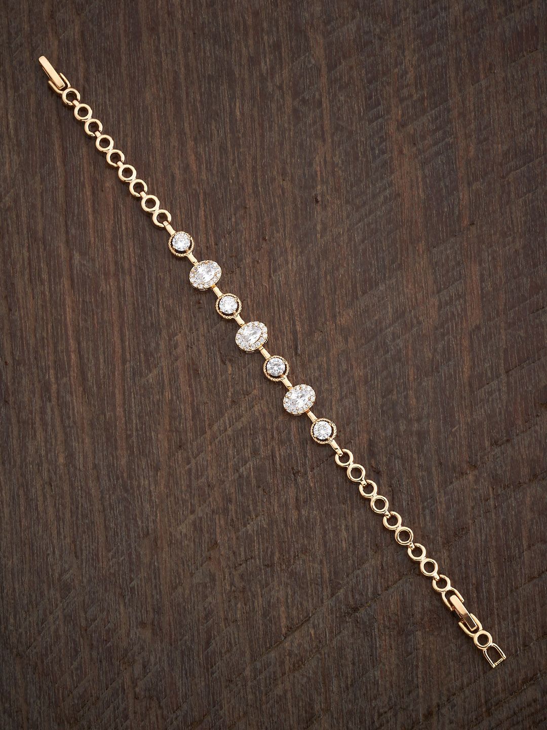 

Kushal's Fashion Jewellery Cubic Zirconia Gold-Plated Link Bracelet