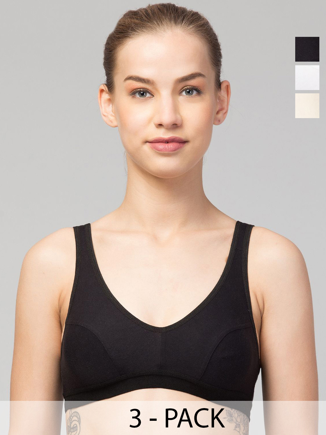 

HIRRUX Full Coverage Bra pack of 3, Black